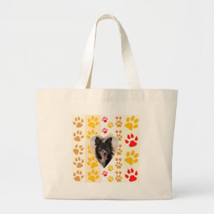 Border Collie Paw Print Liebe Herz Jumbo Stoffbeutel