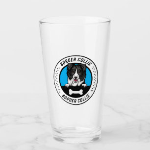 Border Collie Peeking Illustration Abzeichen Glas