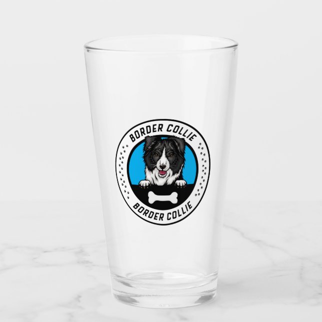 Border Collie Peeking Illustration Abzeichen Glas (Vorderseite)