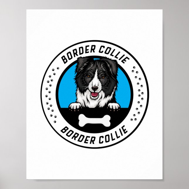 Border Collie Peeking Illustration Abzeichen Poster (Vorne)