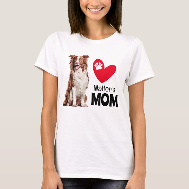 Border Collie Personalisiert Mama T - Shirt (Vorderseite)