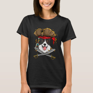 Border Collie Pirat Kinder Hund Pirat Kürbis Hallo T-Shirt