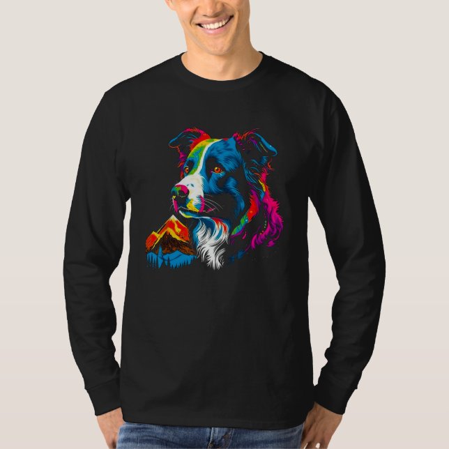Border Collie Pop-Art T-Shirt (Vorderseite)