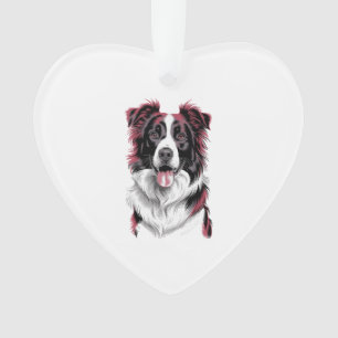Border Collie-Porträt in lebendigen Details für Hu Ornament