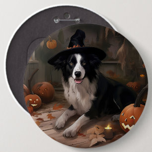 Border Collie Pumpkins Halloween Beängstigend Button