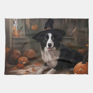 Border Collie Pumpkins Halloween Beängstigend Geschirrtuch