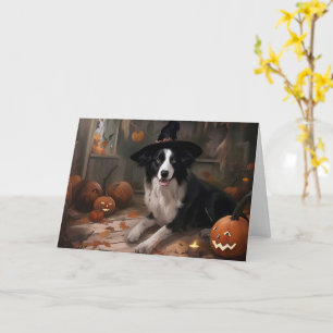 Border Collie Pumpkins Halloween Beängstigend Karte