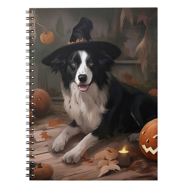 Border Collie Pumpkins Halloween Beängstigend Notizblock (Vorderseite)