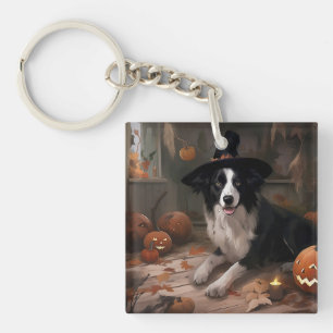 Border Collie Pumpkins Halloween Beängstigend Schlüsselanhänger