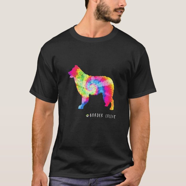 Border Collie Puppy Dog Owner Hippy Gefärbte Krawa T-Shirt (Vorderseite)