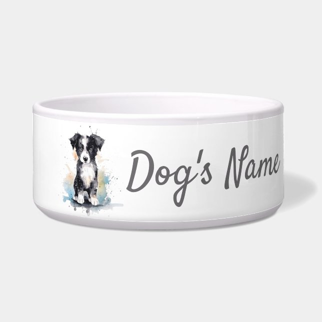 Border Collie Puppy Keramik Bowl Napf (Vorderseite)