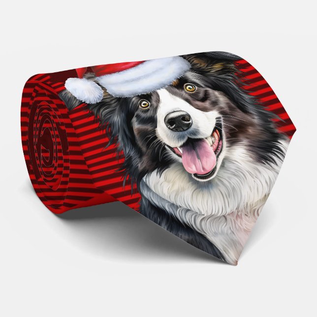 Border Collie Red Buffalo Kariert Weihnachtsfest Krawatte (Gerollt)