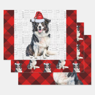 Border Collie Red Buffalo Karierte Weihnachten Geschenkpapier Set