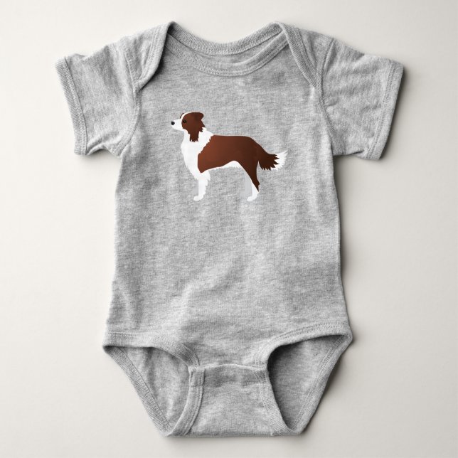 Border Collie Red Dog Rasse Side View Silhouette Baby Strampler (Vorderseite)
