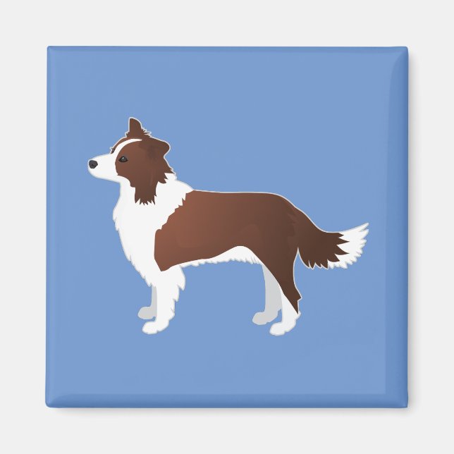 Border Collie Red Dog Rasse Side View Silhouette Magnet (Vorne)