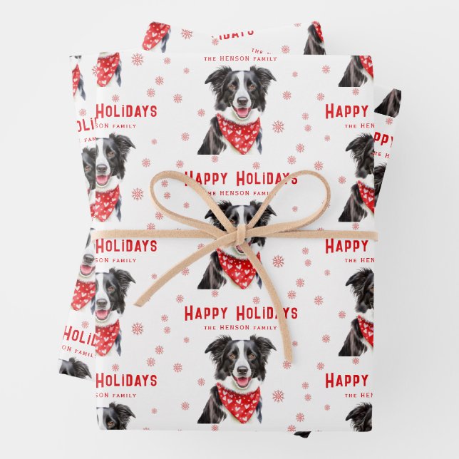 Border Collie Red Heart Bandana Christmas  Geschenkpapier Set (Beispiel)