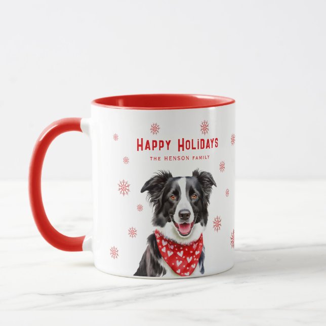 Border Collie Red Heart Bandana Christmas  Tasse (Links)