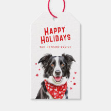 Border Collie Red Heart Bandana Weihnachten