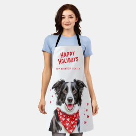 Border Collie Red Heart Bandana Weihnachten Schürze