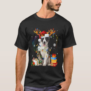 Border Collie Reindeer Lights Funny Dog Geschenk f T-Shirt