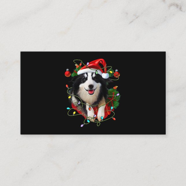 Border Collie Reindeer Weihnachtsmannmütze Xmas Li Visitenkarte (Vorderseite)