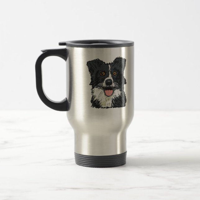Border Collie Reisebecher (Links)