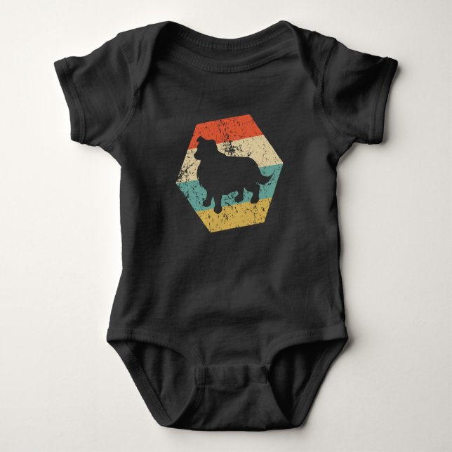 Border Collie Retro Hexagon Baby Strampler (Vorderseite)
