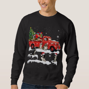 Border Collie Riding Red Truck Frohe Weihnachten X Sweatshirt