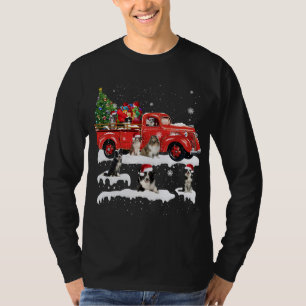 Border Collie Riding Red Truck Frohe Weihnachten X T-Shirt