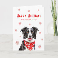 Border Collie rotes Herz-Bandana Weihnachten