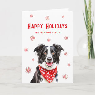 Border Collie Rotes Herz-Bandana Weihnachten 