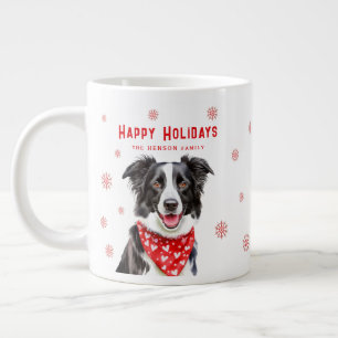 Border Collie Rotes Herz-Bandana Weihnachten Jumbo-Tasse