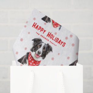 Border Collie Rotes Herz-Halstuch Weihnachten Seidenpapier