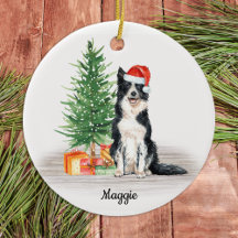 Border Collie Santa Dog Personalisiert Weihnachten