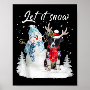 Border Collie Santa Dog Weihnachts Snowman Xmas Pa Poster