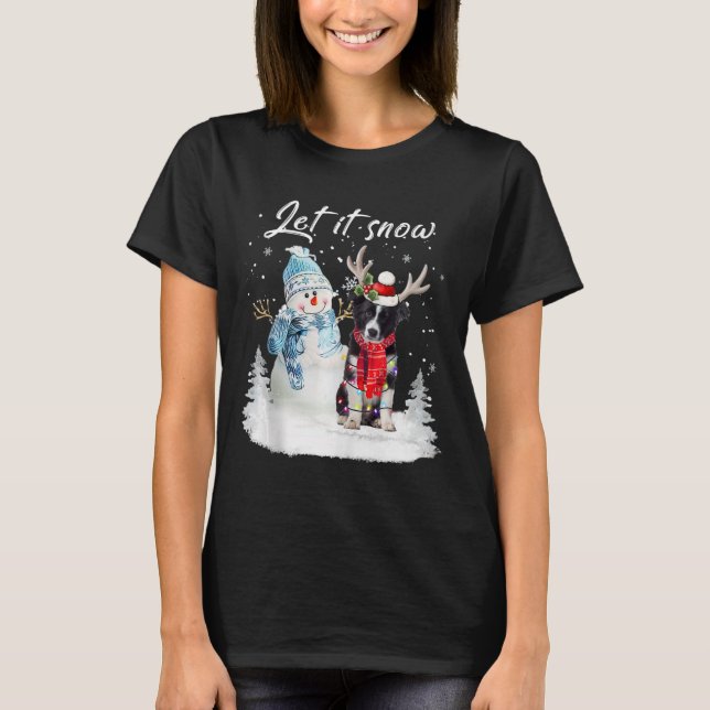 Border Collie Santa Dog Weihnachts Snowman Xmas Pa T-Shirt (Vorderseite)