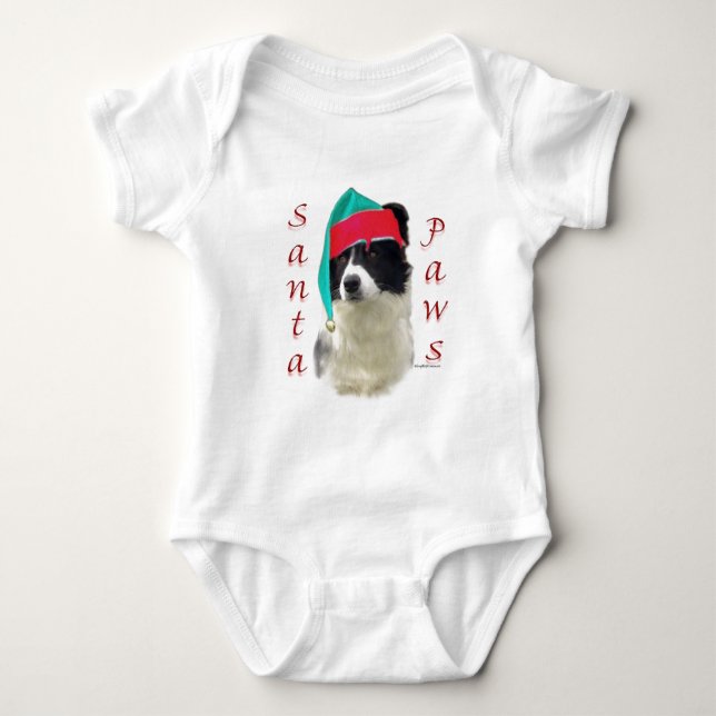 Border Collie Santa Paws Baby Strampler (Vorderseite)