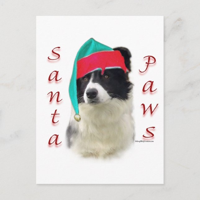 Border Collie Santa Paws Feiertagspostkarte (Vorderseite)