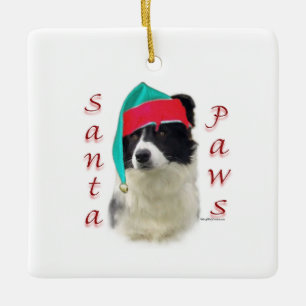 Border Collie Santa Paws Keramikornament