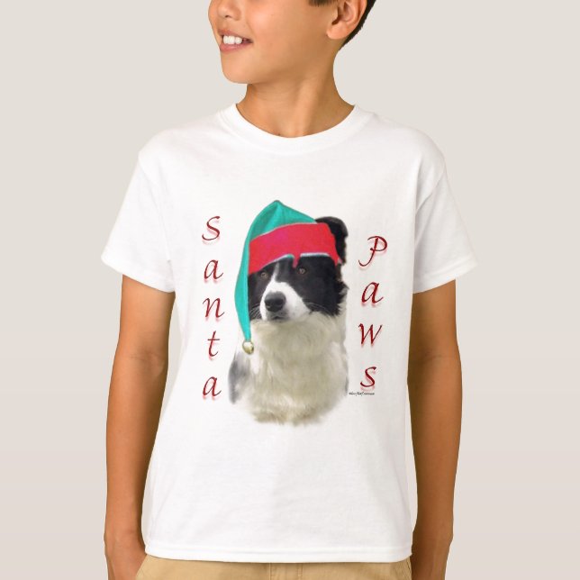 Border Collie Santa Paws T-Shirt (Vorderseite)