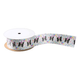 Border Collie Satin Ribbon in White Satinband