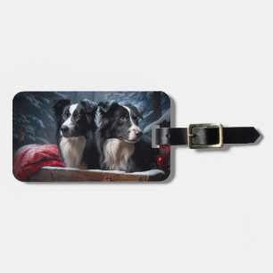 Border Collie Schnee-Schlitten Weihnachtsdekoratio Gepäckanhänger