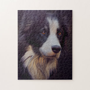 Border Collie Sheep Dog Portrait Painting Puzzle