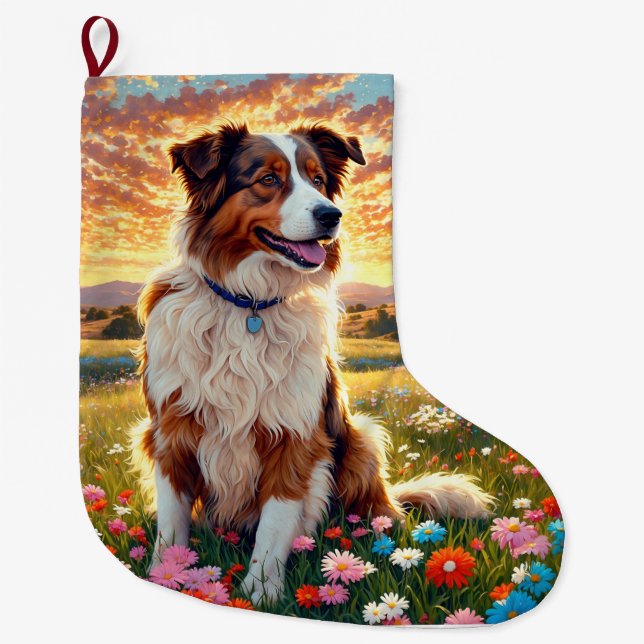 Border Collie Shepherd Dog Großer Weihnachtsstrumpf (Vorderseite)
