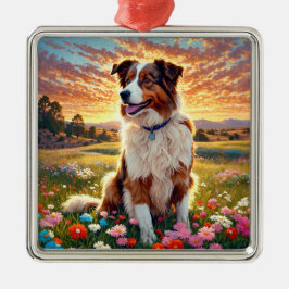Border Collie Shepherd Dog Ornament Aus Metall
