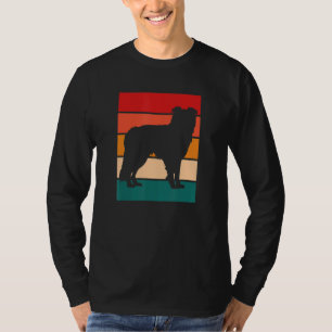 Border Collie Silhouette mit Retro-Farbhintergrund T-Shirt