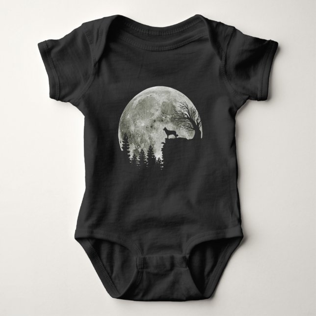 Border Collie Silhouette on Mountain Halloween Dog Baby Strampler (Vorderseite)
