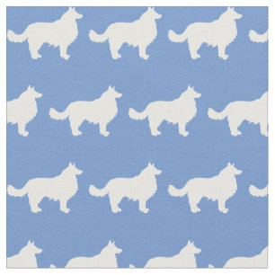 Border Collie Silhouette Pet Light Blue Stoff