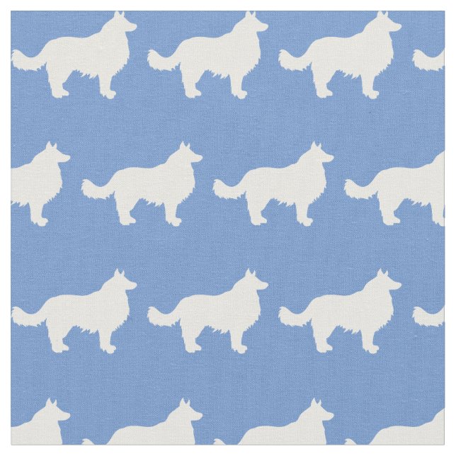 Border Collie Silhouette Pet Light Blue Stoff (Nahaufnahme)