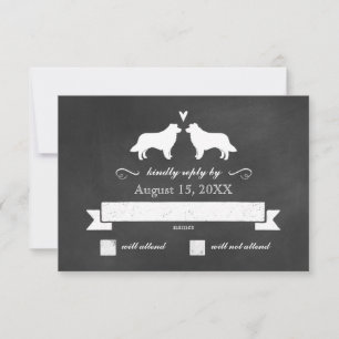 Border Collie Silhouetten Hochzeitreferenz UAWG RSVP Karte